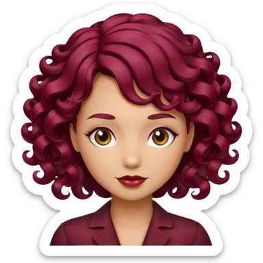 burgundy detail of hair curl sticker