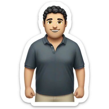Laid back white guy with black hair and chubby wearing a polo shirt and a sport jacket  sticker