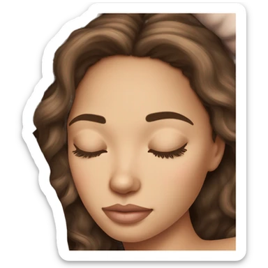 pretty light skinned brunette girl sleeping with thick moisturiser under her closed eyes soft textures no background sticker