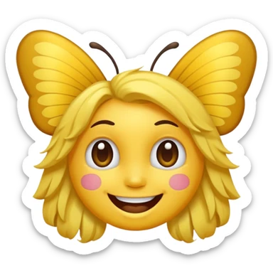 Emoji sourire avec un nœud papillon dans les cheveux sticker