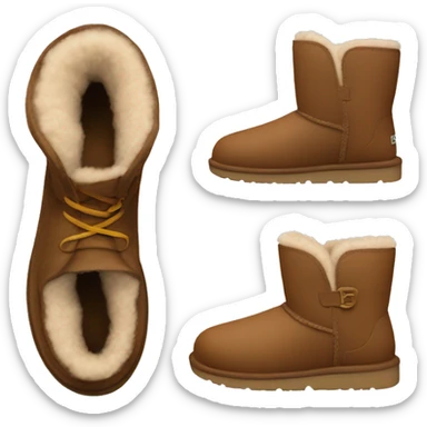 Brown Ugg shoes with a little shoe under them sticker