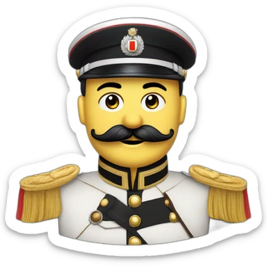 Bonhomme avec une petite moustache des cheveux noir et un uniforme militaire allemand ww2 et un brassard sticker