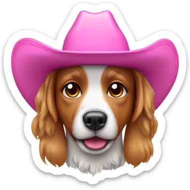 Dog wearing pink cowgirl hat sticker