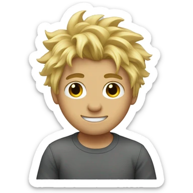 blonde messy hair male doing a hang loose sticker