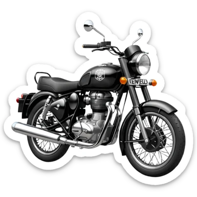 Black royal Enfield with white logo facing left side sticker