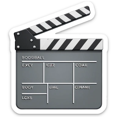 movie clapperboard with geometric outline, precise thin black lines and only one diagonal line crossing through, clean design sticker