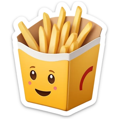 Ultra basic french fry container with minimal details sticker