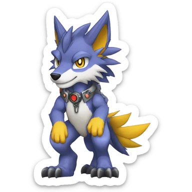  Cool Edgy Digimon-Fakemon-Garurumon-Loogamon-Dorulumon-Wolf full body sticker