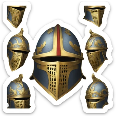 ornate french full-face armet helmet intricate inlays sticker