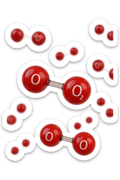 molecole di ossigeno che volano realistiche sticker