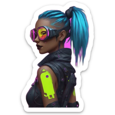 cyberpunk girl neon sticker