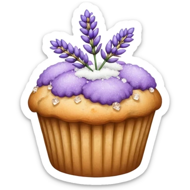 Lavender flower sprig muffin with berry and sugar crystals sticker