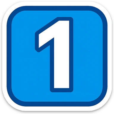 Create a modern style emoji inspired by the keycap number 1. Use vibrant colors, keep the square shape and the number 1 centered clearly visible. sticker