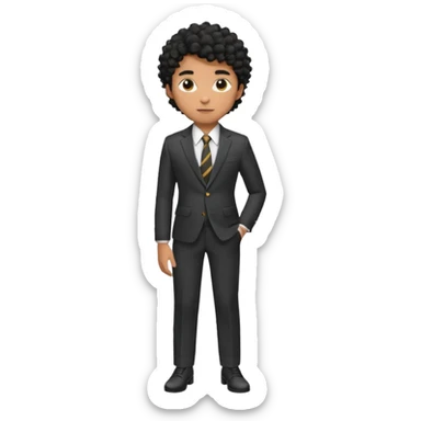 Young man, brown skin, black curly hair, tailored trousers, suit jacket, and tie

 sticker