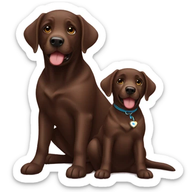 Chocolate Labrador mum and pup sticker