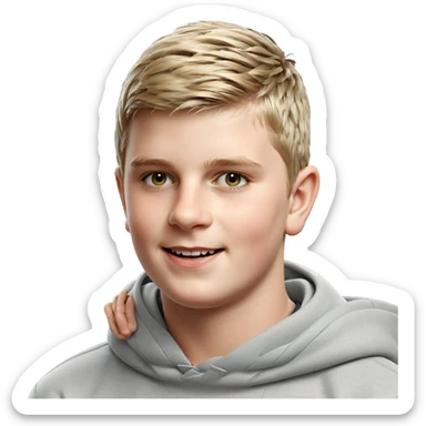 smiling boy in hoodie portrait sticker