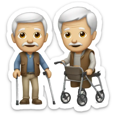 Old man with walker sticker