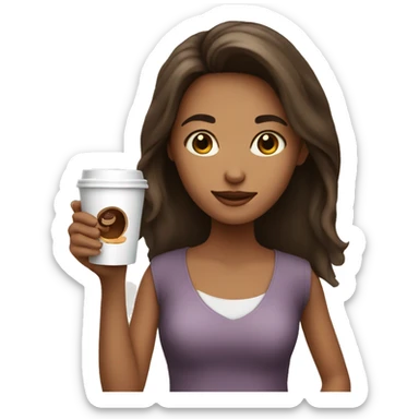 girl holding a cup of coffee sticker