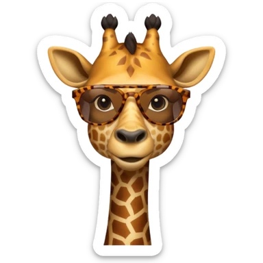 portrait of giraffe, wearing sun glasses, front view sticker