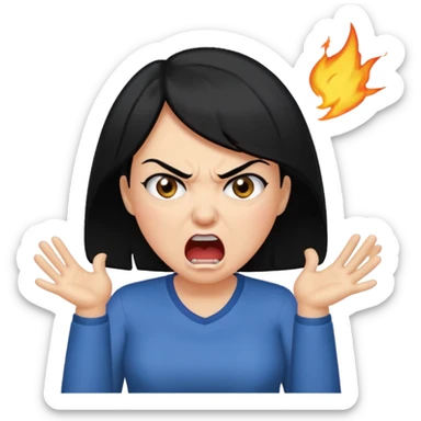 angry mom with black hair yelling sticker