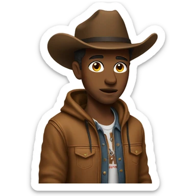 Cowboy wearing a brown streetwear hoodie sticker