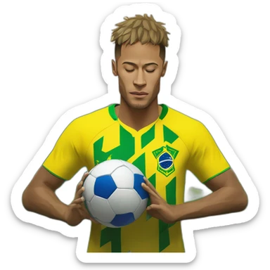 neymar meditating wearing the brazil shirt and with a serene mountain in the background sticker