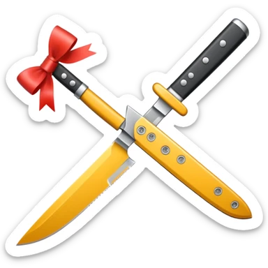 knife with little bows around it sticker