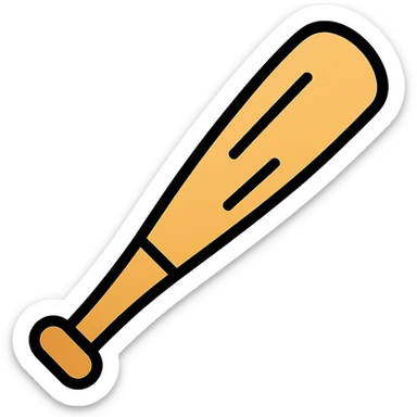 wooden baseball bat, linear icon style, black lines, no background sticker
