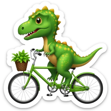 Cute dinosaur riding a bike  sticker