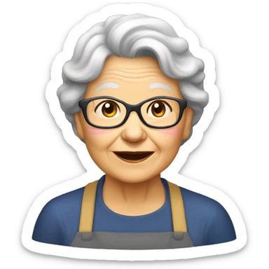 grand mère qui mange de la salade  sticker