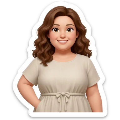Plus size women  brown eyes ,brown wavey hair sticker