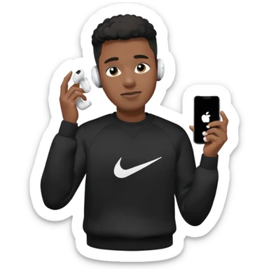 un emoji (qui ressemble à un vrai emoji téléphone)de quelqu'un qui tombe (homme noir pull Nike)il a des airpods sticker