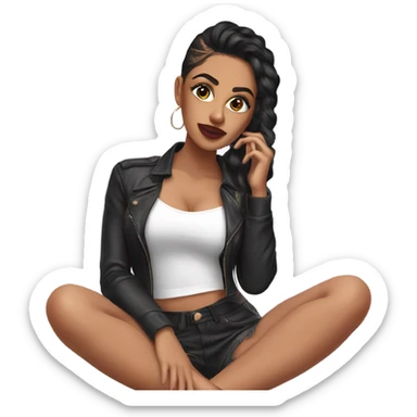 latina baddie with acrylic nails sticker