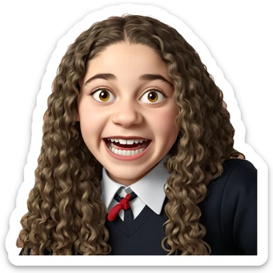 cheerful schoolgirl in horror theme sticker