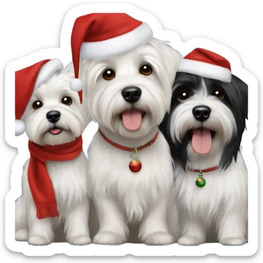 Two Westies and a black Havanese Christmas sticker