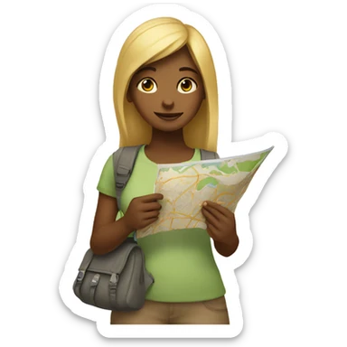 girl hold the map and show where to go sticker