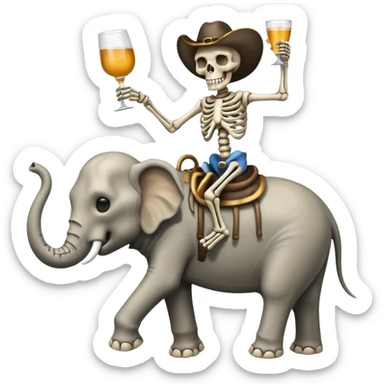 Skeleton Rider on elephant, Drinking. sticker
