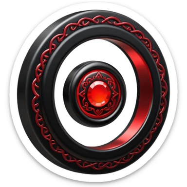 iOS sticker, dark fantasy ring, black metal, red inner glow, minimal sticker