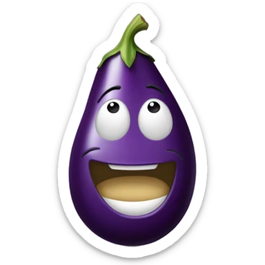 🤑 but eggplant emoji instead of dollar sign  sticker