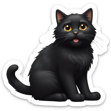 fluffy black cat stretching sticker