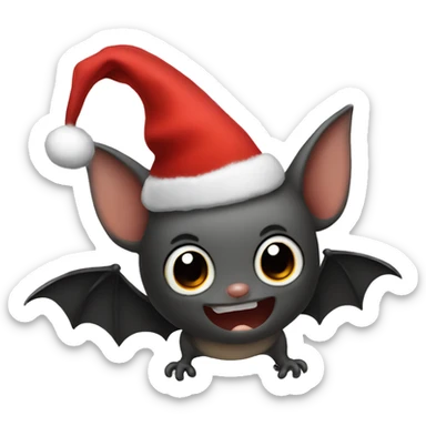bat with christmas hat sticker