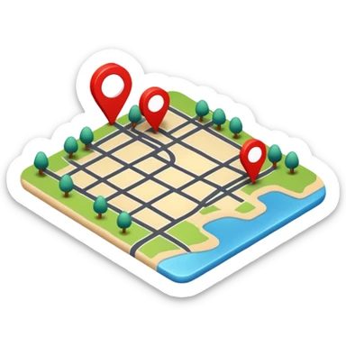 Create a realistic emoji of a map with a red route  sticker