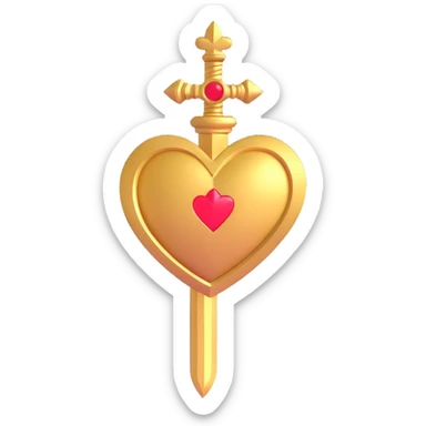 golden heart with a golden dagger crossing it, highly detailed sticker