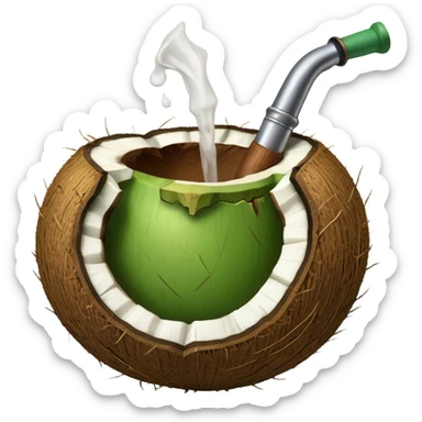 Green Coconut with open and with pipe sticker