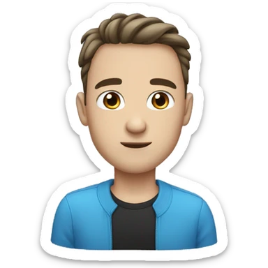 Man blue eyes ,black  short hear sticker