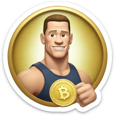 John cena holding a alt coin sticker