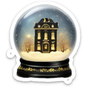 vintage black rococo night sky snow globe sticker