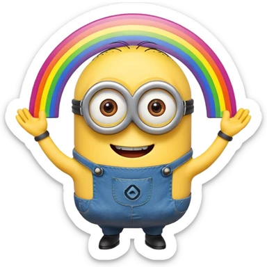 minion with rainbow sticker