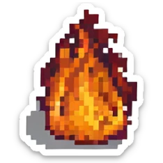 A minimalistic 32x32 pixel icon of a fire. sticker
