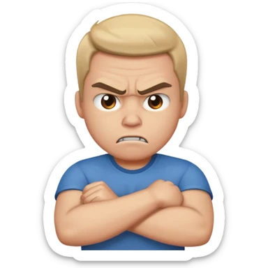 angry face and crossing arms angrily  sticker